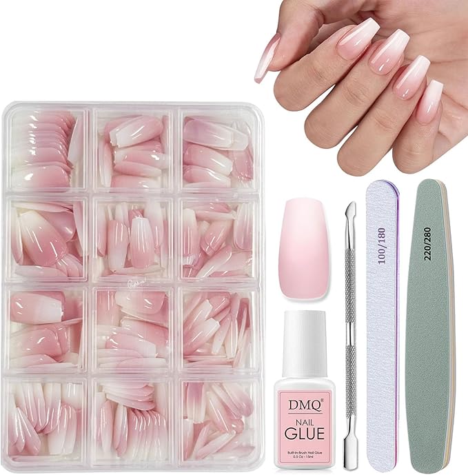 DMQ False Nails Kit with Glue, 240Pcs 