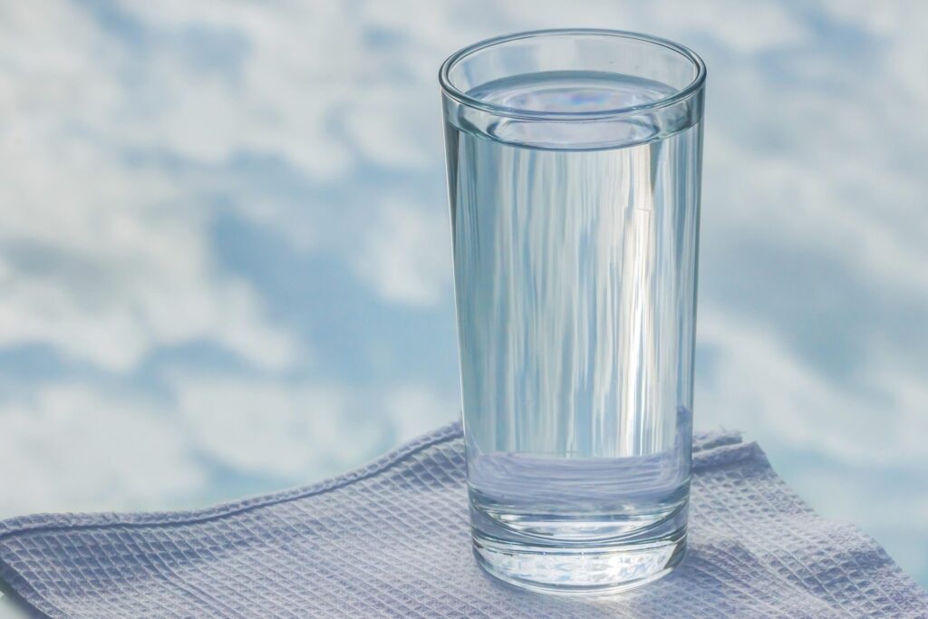 A glass of drinking water