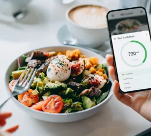 A man counting calories while eating