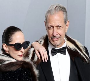 Jeff Goldblum and his wife Emilie Livingston at the vanity oscars party