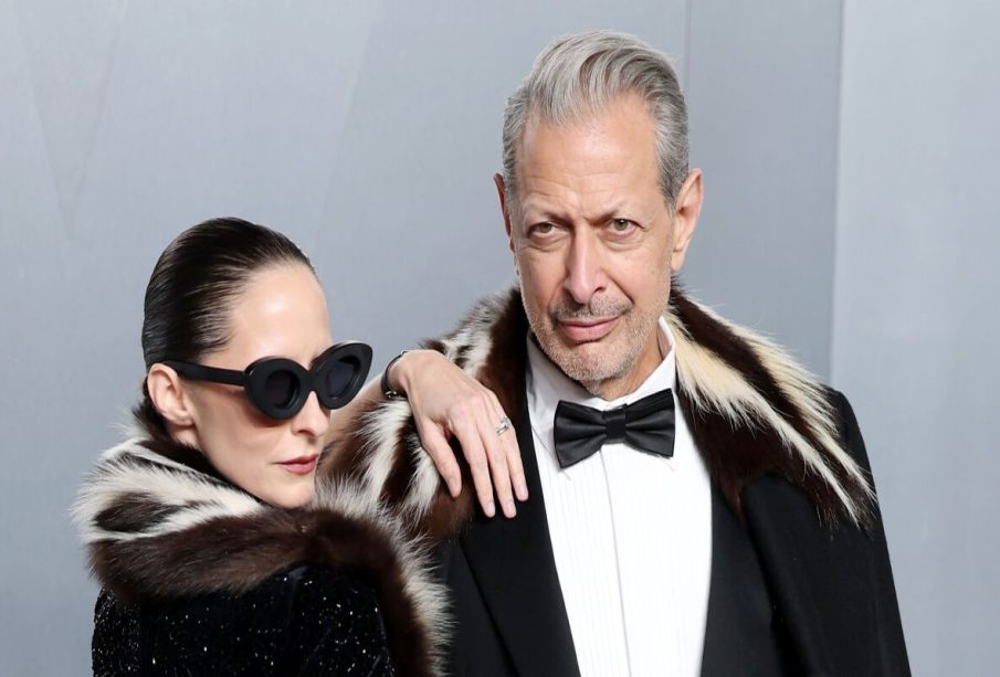 Jeff Goldblum and his wife Emilie Livingston at the vanity oscars party