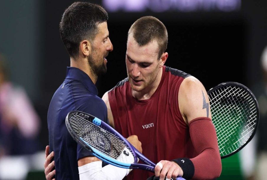 Jack Draper and Novak Djokovic shaking hands