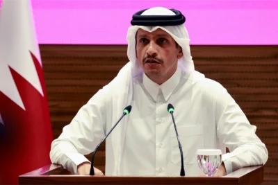 Qatar PM addressing the panel