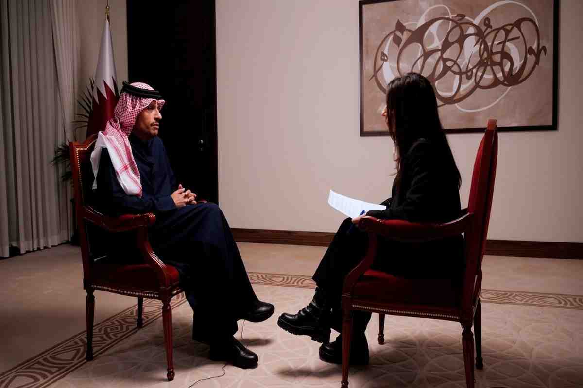 Qatar PM addressing the interviwer