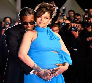 Rihanna and ASAP Rocky, one of the most talked-about celebrity couples, posing together at a high-profile event.