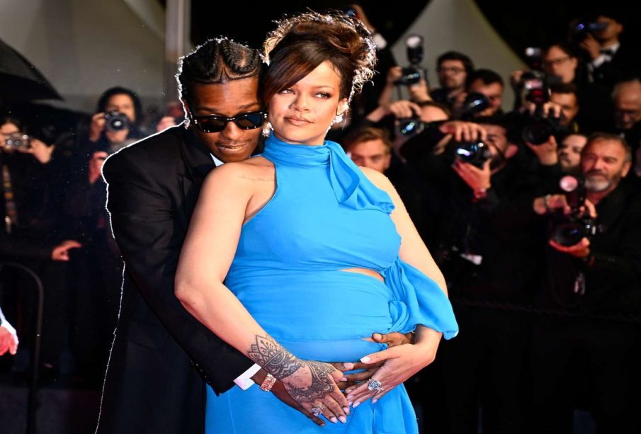 Rihanna and ASAP Rocky, one of the most talked-about celebrity couples, posing together at a high-profile event.