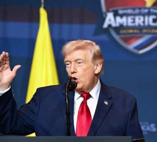 United States President Donald Trump giving a speech about the US Voter ID Bill