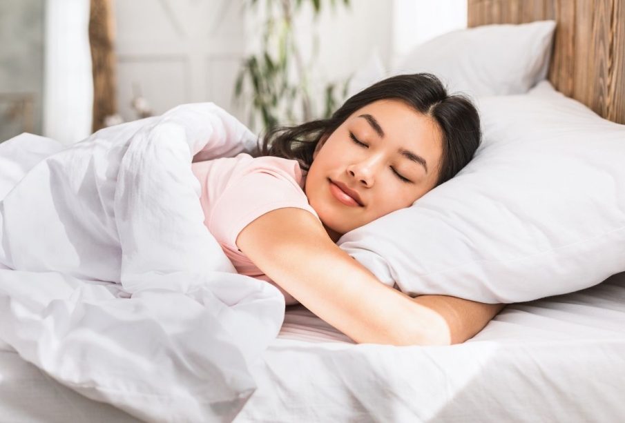 A lady sleeping comfortably