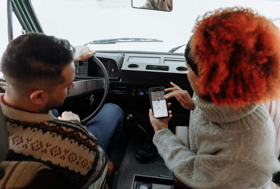 Man and woman using a digital tool