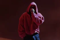 Justin Bieber performing on the stage