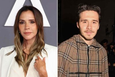 Victoria Beckham and her son Brooklyn Beckham