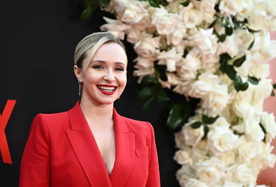 Hayden Panettiere Wearing a Red Blouse